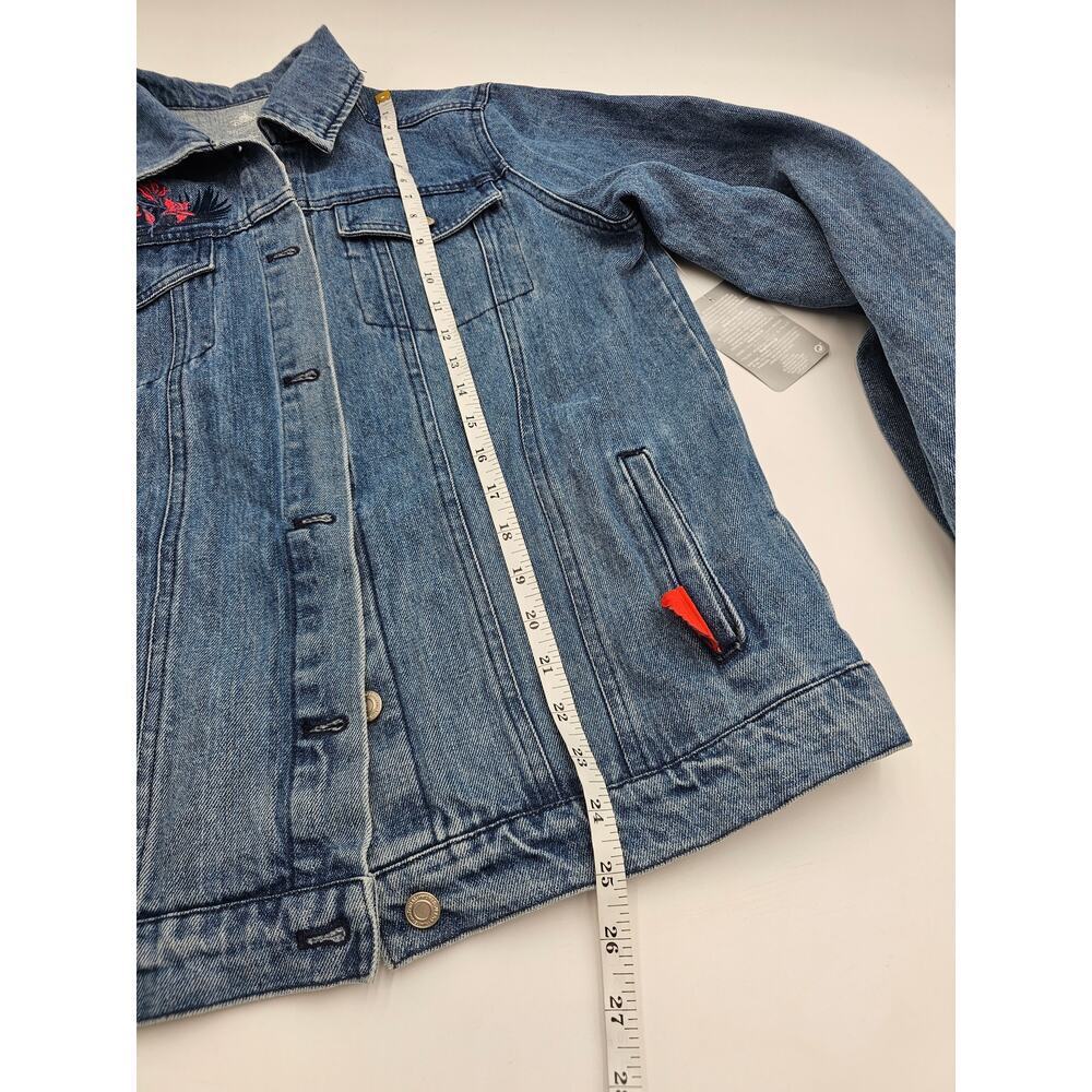 Disney Stitch Denim Jacket Women's Oversized XS Disneyland Paris Embroidered NWT - Picture 11 of 12